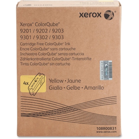 Xerox Genuine Xerox Cq Ink, Yellow, 4 Sticks Colorqube 9201/9202/9204 108R00831